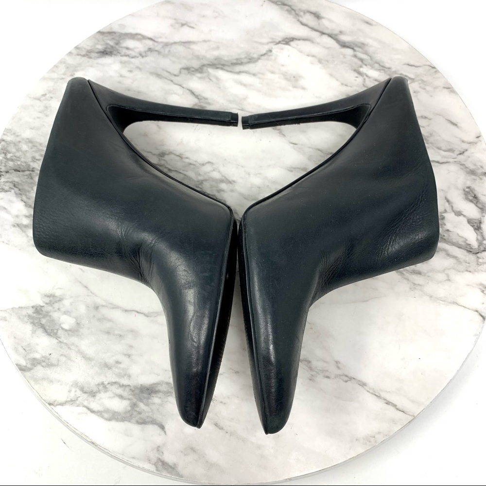 Enzo Angiolini Faxon Pointed Toe Leather Mules 7.5 Minimalist Edgy Classic Chic - Picture 7 of 12